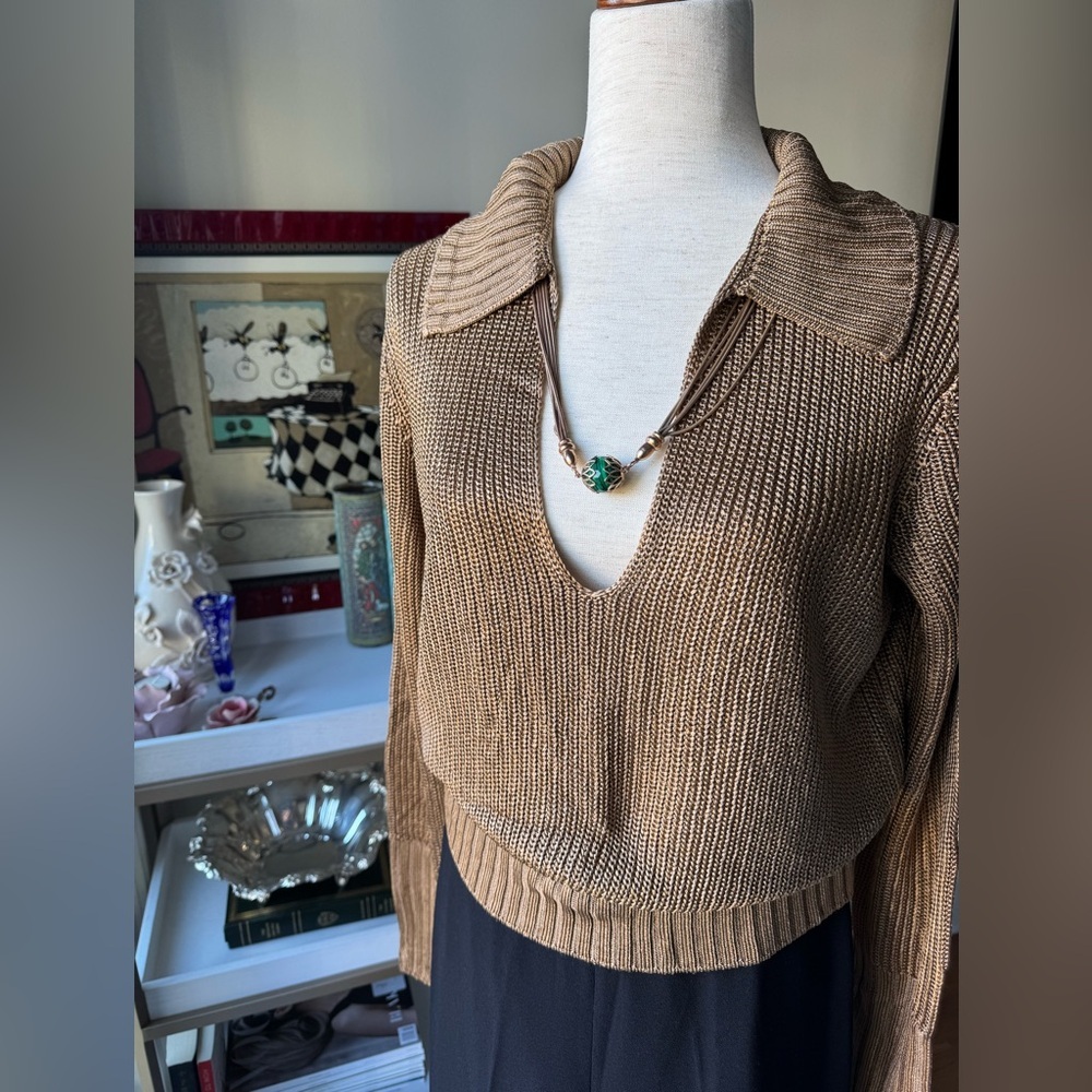 Theory Beige V-Neck Women's Sweater